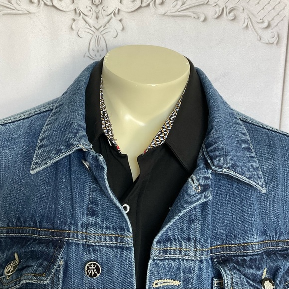 Vintage Red Ape Mens Distressed Denim Jacket XL 38 Faded Blue Jean Jacket - Picture 4 of 9